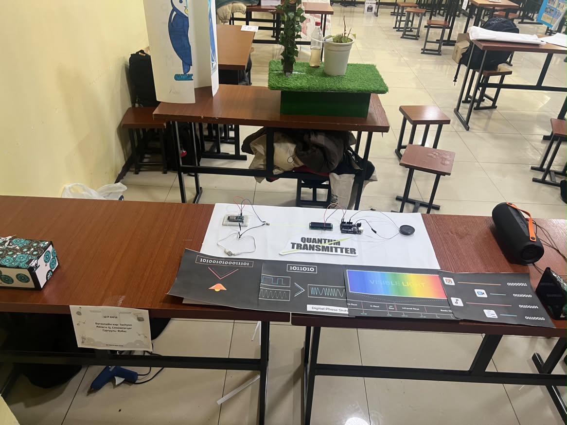 The Quantum Transmitter table in the science fair hall